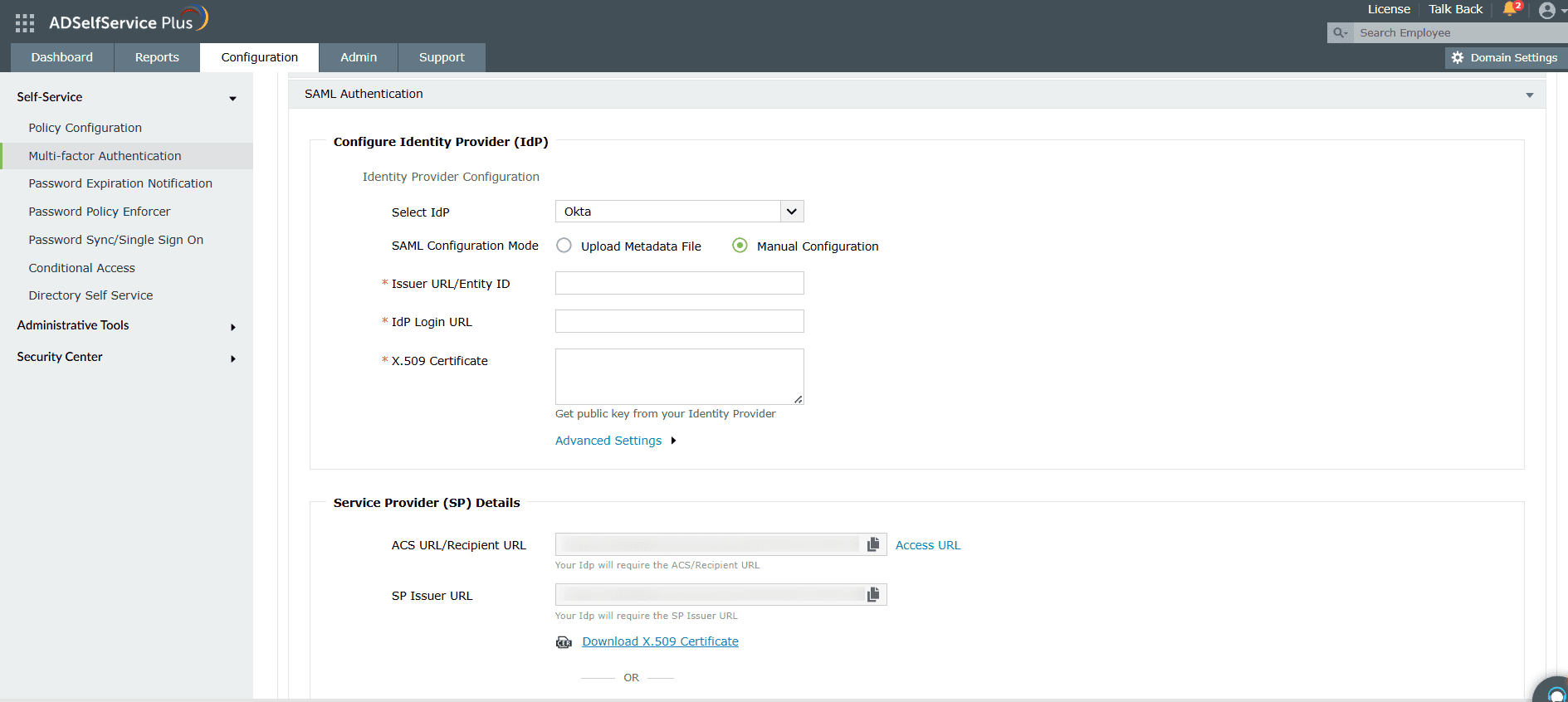 Saml Configuration
